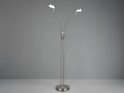 Moderne LED Stehlampe MONZA dimmbar, 2-flammig Silber, Höhe 160cm