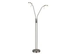 Moderne LED Stehlampe MONZA dimmbar, 2-flammig Silber, Höhe 160cm
