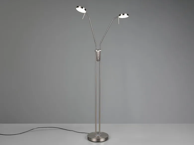 Moderne LED Stehlampe MONZA dimmbar, 2-flammig Silber, Höhe 160cm