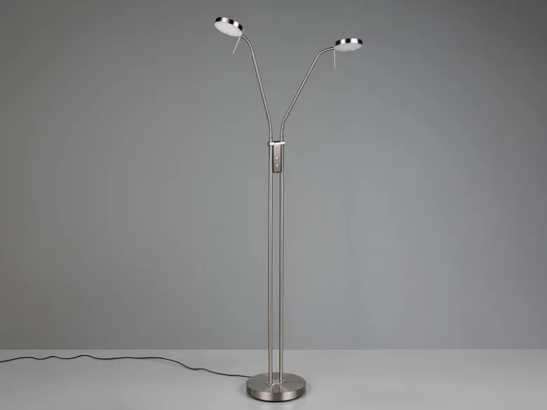 Moderne LED Stehlampe MONZA dimmbar, 2-flammig Silber, Höhe 160cm