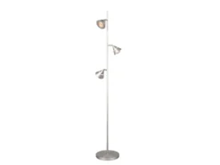 Moderne LED Stehlampe ROMEO dimmbar mit 3 Spots, Silber, Höhe 150cm