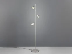 Moderne LED Stehlampe ROMEO dimmbar mit 3 Spots, Silber, Höhe 150cm