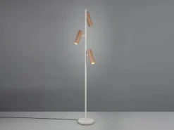 Moderne LED Stehleuchte Grau mit 3 schwenkbaren Spots Coffeefarbig, Höhe 150cm