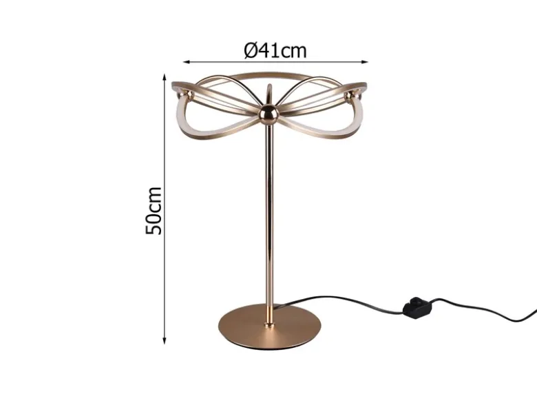 Moderne LED Tischlampe CHARIVARI Messing matt, Höhe 50cm
