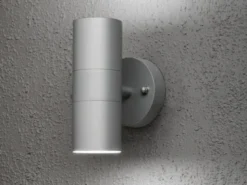 Moderne LED Up-Down Außenwandleuchte Höhe 17cm, Aluminium Grau
