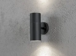 Moderne LED Up-Down Außenwandleuchte, Höhe 19,5cm, Aluminium Schwarz