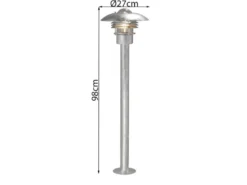 Moderne LED Wegeleuchte aus galvanisiertem Stahl, Höhe 98cm