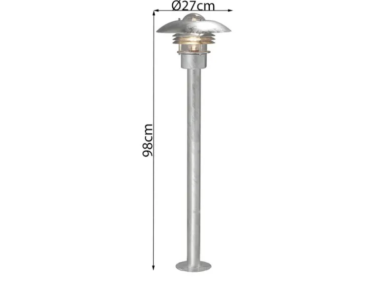 Moderne LED Wegeleuchte aus galvanisiertem Stahl, Höhe 98cm