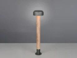 Moderne LED Wegeleuchte in Holzoptik & Anthrazit, Höhe 84cm