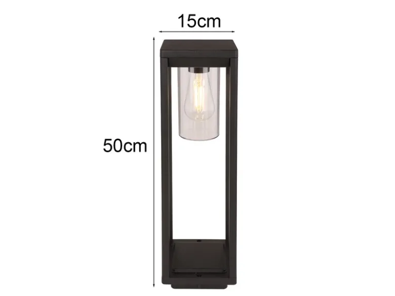 Moderne LED Wegeleuchte Laterne aus Druckguss Aluminium in Schwarz, H: 50cm