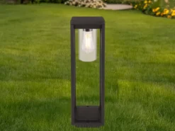 Moderne LED Wegeleuchte Laterne aus Druckguss Aluminium in Schwarz, H: 50cm