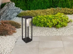 Moderne LED Wegeleuchte Laterne aus Druckguss Aluminium in Schwarz, H: 50cm