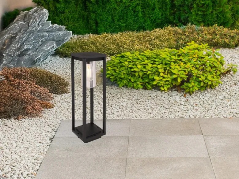 Moderne LED Wegeleuchte Laterne aus Druckguss Aluminium in Schwarz, H: 50cm