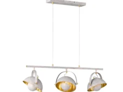Moderne Pendelleuchte Retrolook in Betonoptik & Gold schwenkbar, Breite 95cm