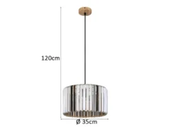 Moderne Pendelleuchte RUN einflammig mit Rauchglas Kristall Ø 35cm