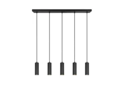 Moderne Pendelleuchte SOKA 5-flammig aus Metall Schwarz, Breite 85cm