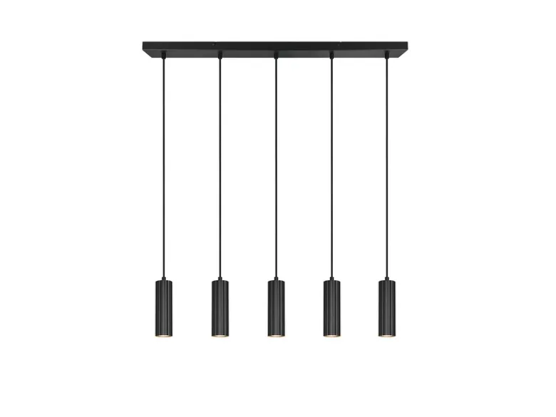 Moderne Pendelleuchte SOKA 5-flammig aus Metall Schwarz, Breite 85cm