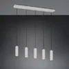 Moderne Pendelleuchte SOKA 5-flammig aus Metall Hellgrau, Breite 85cm
