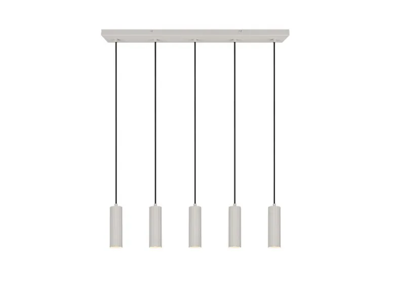 Moderne Pendelleuchte SOKA 5-flammig aus Metall Hellgrau, Breite 85cm