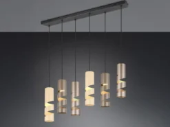 Moderne Pendelleuchte STREAM 6-flammig aus Metall in Coffee Tönen, B: 100cm
