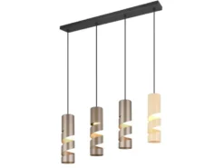 Moderne Pendelleuchte STREAM 4-flammig aus Metall in Coffee Tönen, B: 80cm