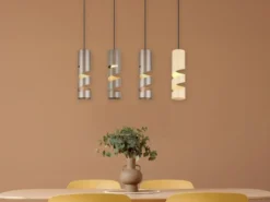 Moderne Pendelleuchte STREAM 4-flammig aus Metall in Coffee Tönen, B: 80cm