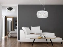 Moderne Pendelleuchte VALENTE mit Rauchglas Lampenschirm, Ø 40cm