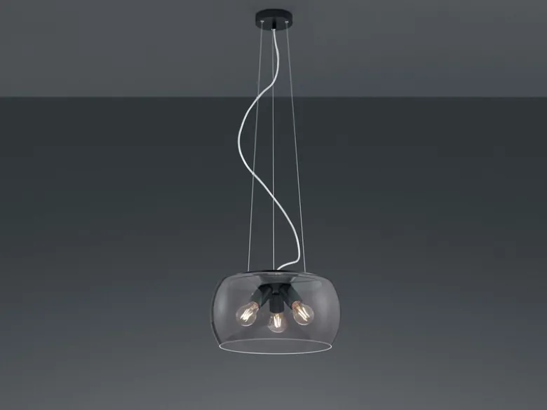 Moderne Pendelleuchte VALENTE mit Rauchglas Lampenschirm, Ø 40cm