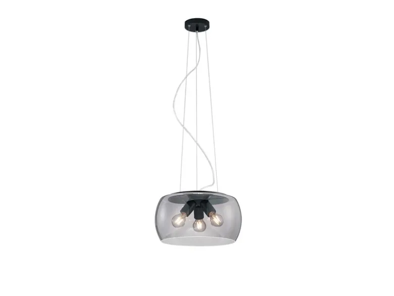 Moderne Pendelleuchte VALENTE mit Rauchglas Lampenschirm, Ø 40cm