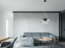 Moderne Pendelleuchte VALENTE mit Rauchglas Lampenschirm, Ø 40cm