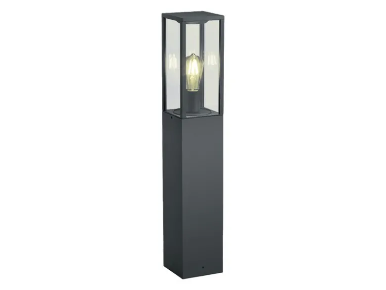 Moderne Pollerleuchte GARONNE in Anthrazit mit Glas, Höhe 80cm