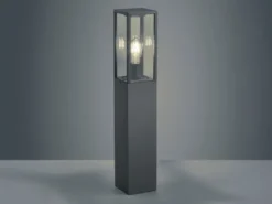 Moderne Pollerleuchte GARONNE in Anthrazit mit Glas, Höhe 80cm