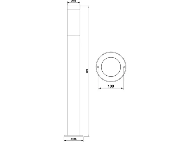 Moderne Pollerleuchte TRIOTO aus Edelstahl in Silber, Höhe 80cm