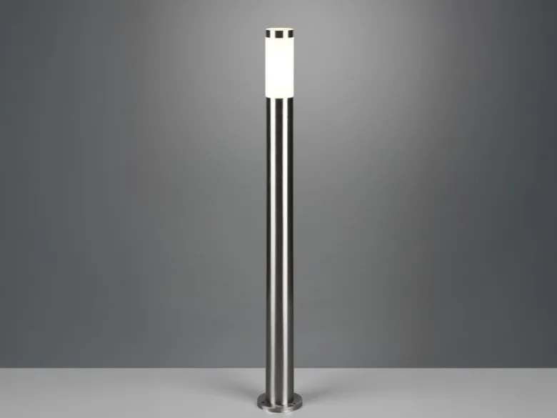 Moderne Pollerleuchte TRIOTO aus Edelstahl in Silber, Höhe 80cm