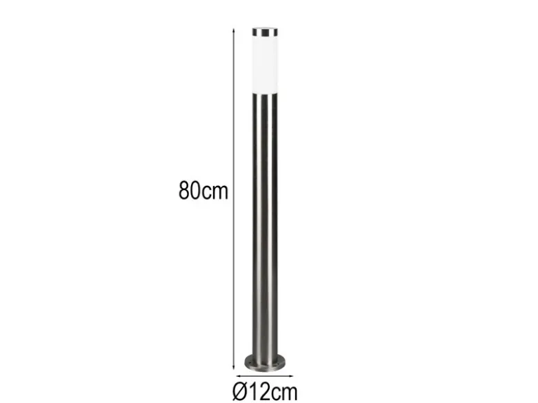 Moderne Pollerleuchte TRIOTO aus Edelstahl in Silber, Höhe 80cm
