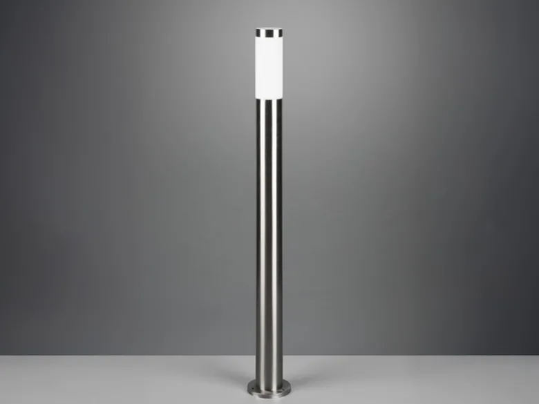 Moderne Pollerleuchte TRIOTO aus Edelstahl in Silber, Höhe 80cm