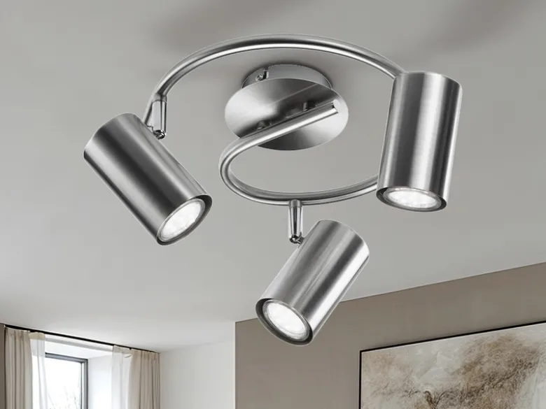 Moderner Deckenstrahler FAINAS 3-flammig Silber mit GU10 LED Ø 25cm
