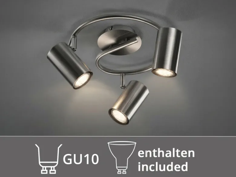 Moderner Deckenstrahler FAINAS 3-flammig Silber mit GU10 LED Ø 25cm