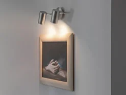 Moderner Deckenstrahler FAINAS 2-flammig Silber mit GU10 LED, Breite 32,5cm