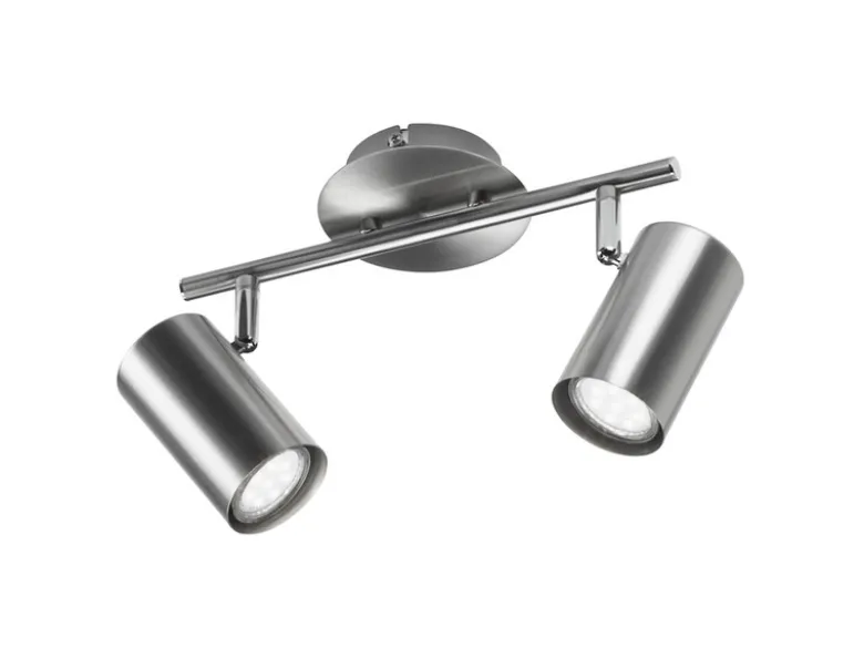 Moderner Deckenstrahler FAINAS 2-flammig Silber mit GU10 LED, Breite 32,5cm