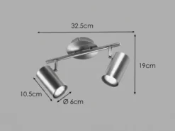 Moderner Deckenstrahler FAINAS 2-flammig Silber mit GU10 LED, Breite 32,5cm