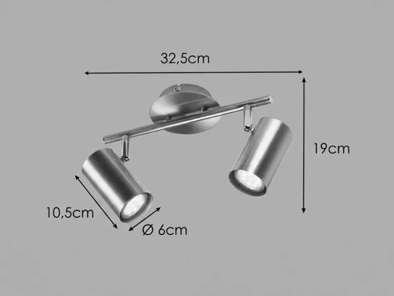 Moderner Deckenstrahler FAINAS 2-flammig Silber mit GU10 LED, Breite 32,5cm