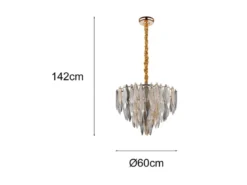 Moderner Kronleuchter ELINOR Gold mit 3-farbigem K9 Kristall Ø 60cm