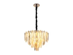 Moderner Kronleuchter ELINOR Gold mit 3-farbigem K9 Kristall Ø 60cm