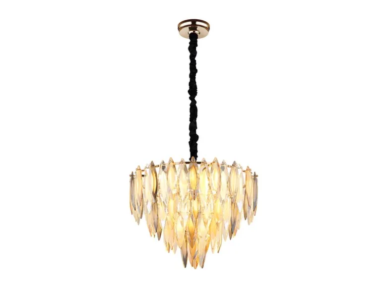 Moderner Kronleuchter ELINOR Gold mit 3-farbigem K9 Kristall Ø 60cm