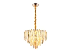 Moderner Kronleuchter ELINOR Gold mit 3-farbigem K9 Kristall Ø 60cm