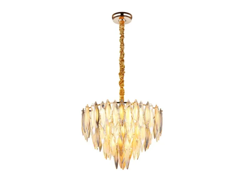 Moderner Kronleuchter ELINOR Gold mit 3-farbigem K9 Kristall Ø 60cm