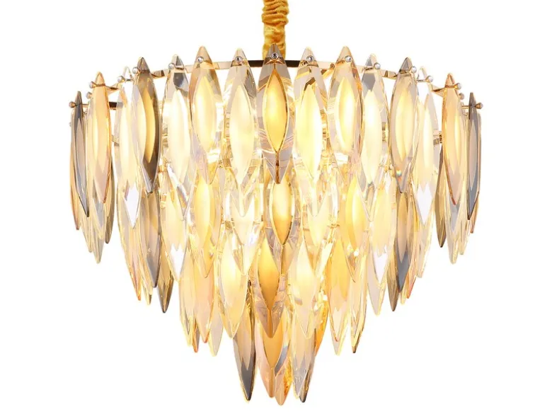 Moderner Kronleuchter ELINOR Gold mit 3-farbigem K9 Kristall Ø 60cm