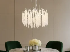 Moderner Kronleuchter LAVERNE Silber Chrom mit Glas Kristall Ø 50cm