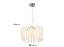 Moderner Kronleuchter LAVERNE Silber Chrom mit Glas Kristall Ø 50cm